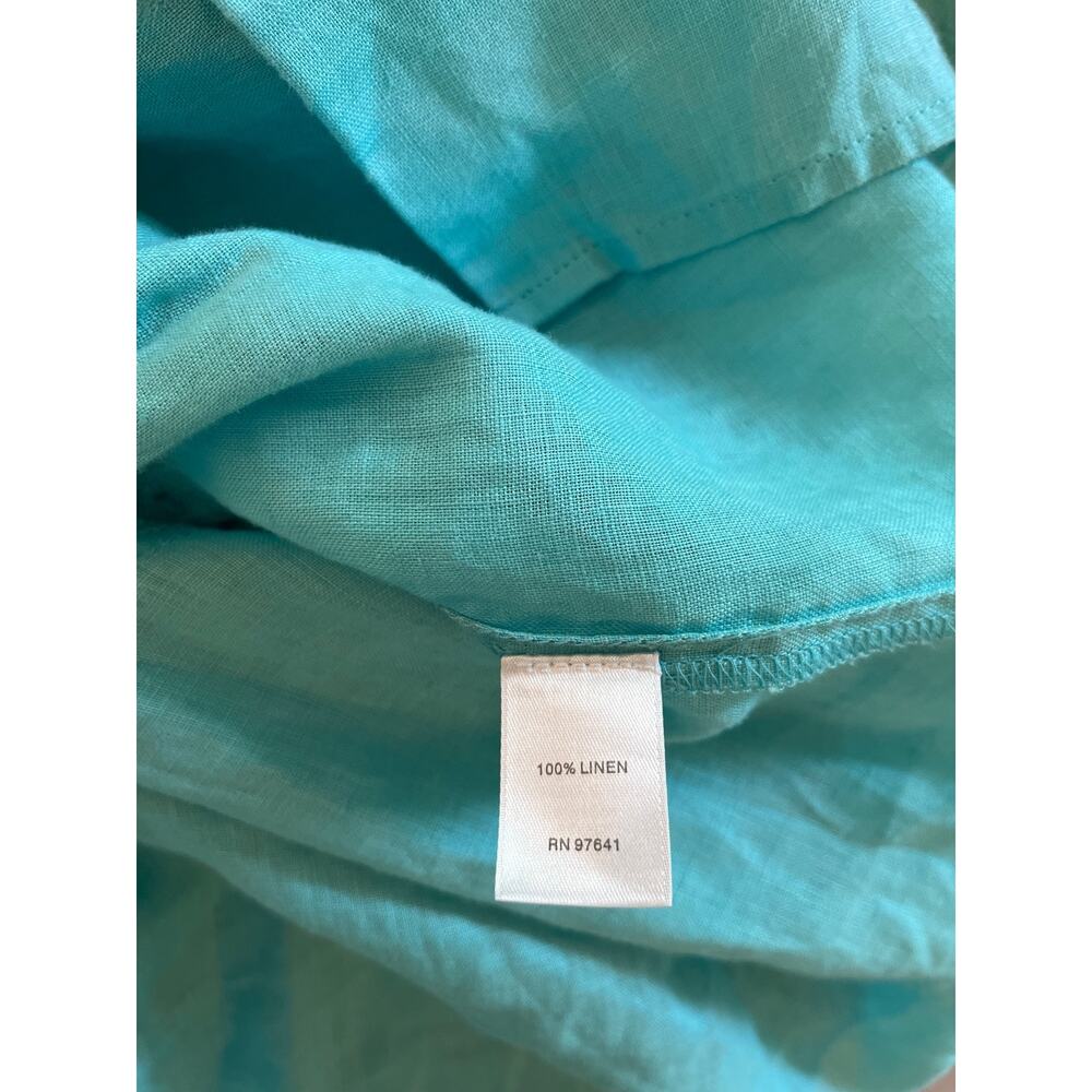 J.Jill Love Linen Button Up Sleeveless Blouse Size XS Aqua Tunic Lagenlook Linen - Picture 4 of 7